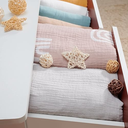 Miniatura 5 de Meracorallo Sábana ajustable de muselina para cuna, suave y transpirable, para cuna de bebé, color arcoíris, para colchones estándar de cuna y niños