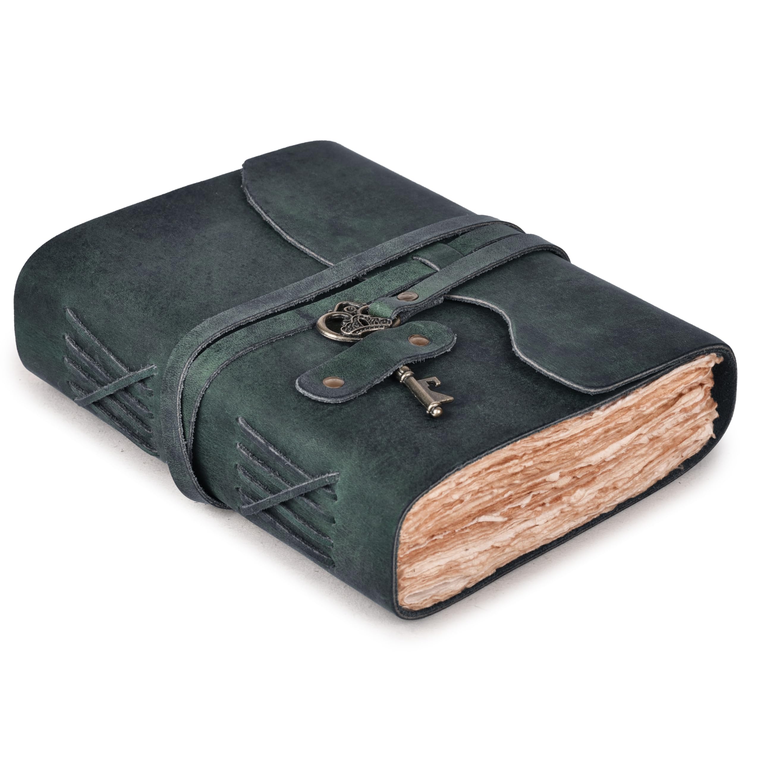 LEATHER VILLAGE Mens Leather Journal Key Lock, Turquoise 6x4.