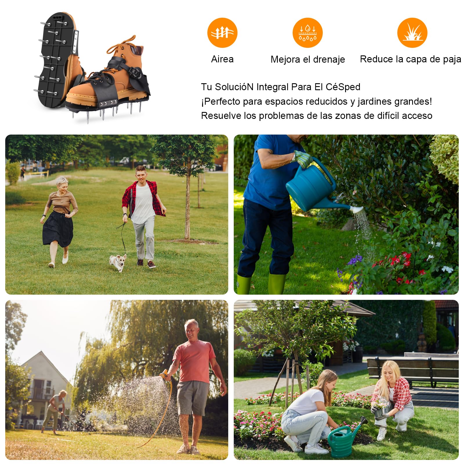 Zapatos Escarificador Cesped, Zapatos con Clavos para Airear el Césped - Zapatos Aerador de Cesped con Correas Pinchos Resistentes para Jardinería y Mantenimiento del Césped para Airear el Suelo