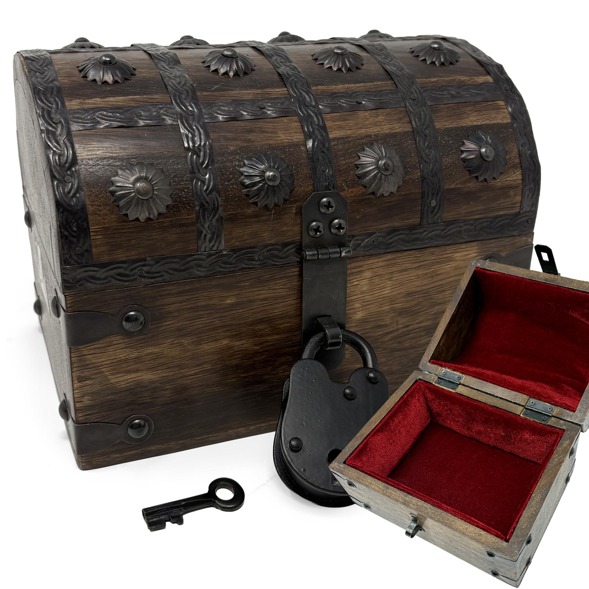 Amazon.com: Nautical Cove Wooden Treasure Chest with Padded Velvet