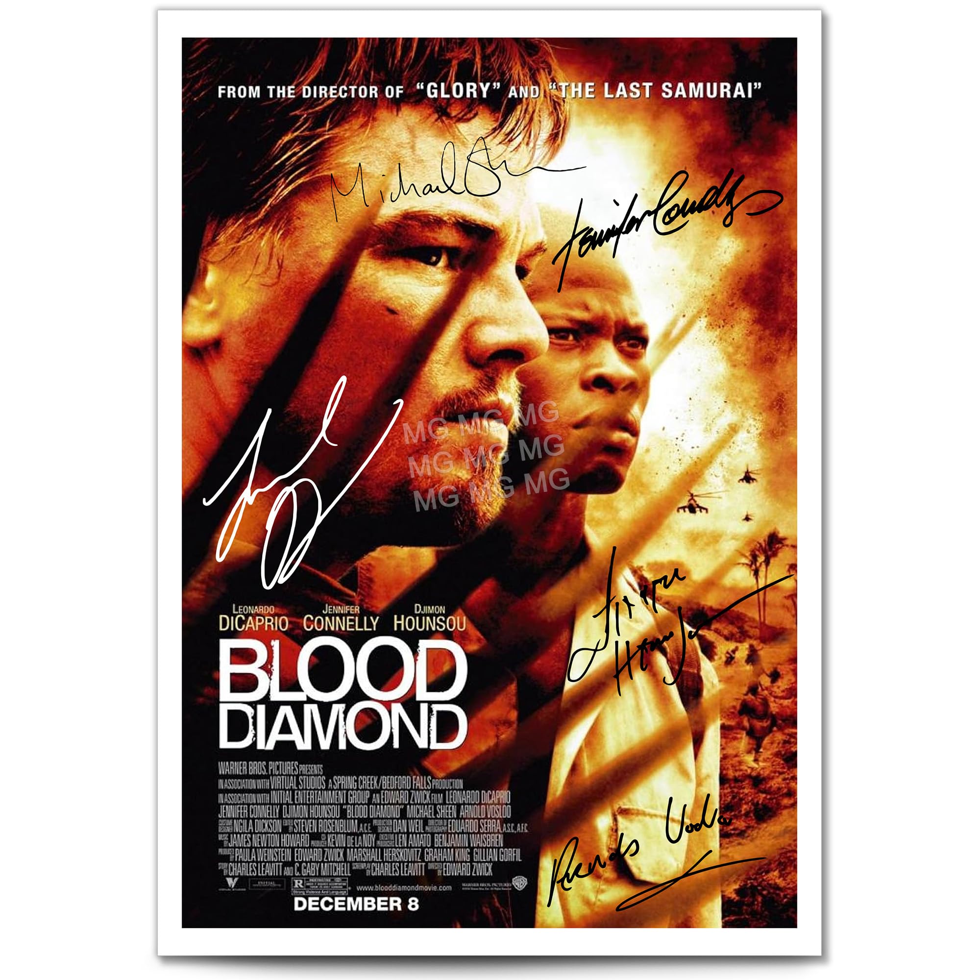 Blood Diamond Movie Cast Signed Poster Print Picture Display Autograph Memorabilia Film Fans Gift A4/A3 Leonardo DiCaprio Djimon Hounsou