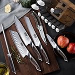 HOSHANHO 16-Piece Couteau, Couteaux de cuisine en acier inoxydable à haute teneur en carbone, Ultra Couteau de chef Sharp ensemble avec aiguiseur