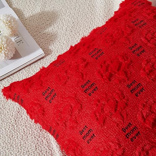 Miniatura 3 de Juego de 1 fundas de almohada para el Día de la Madre de 18 x 18 pulgadas, regalo para mamá de hija e hijo, diseño de corazón suave, de piel