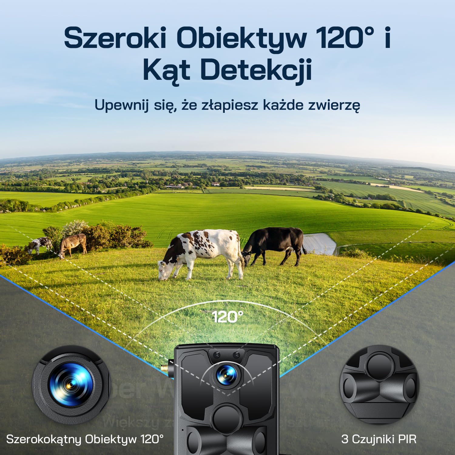 WOLFANG 4G LTE Wildlife Solarcamera 2.5K, Trailcamera met Uitstekend Nachtzicht, 0,2 s Activeringstijd, IP66 Waterdicht, Voor Wildlife Monitoring met Micro SD-kaar i SIM, czarny
