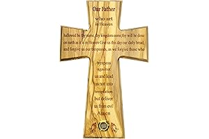 The Lord's Prayer Wall Cross Olive Wood Handmade in Bethlehem and Jerusalem...