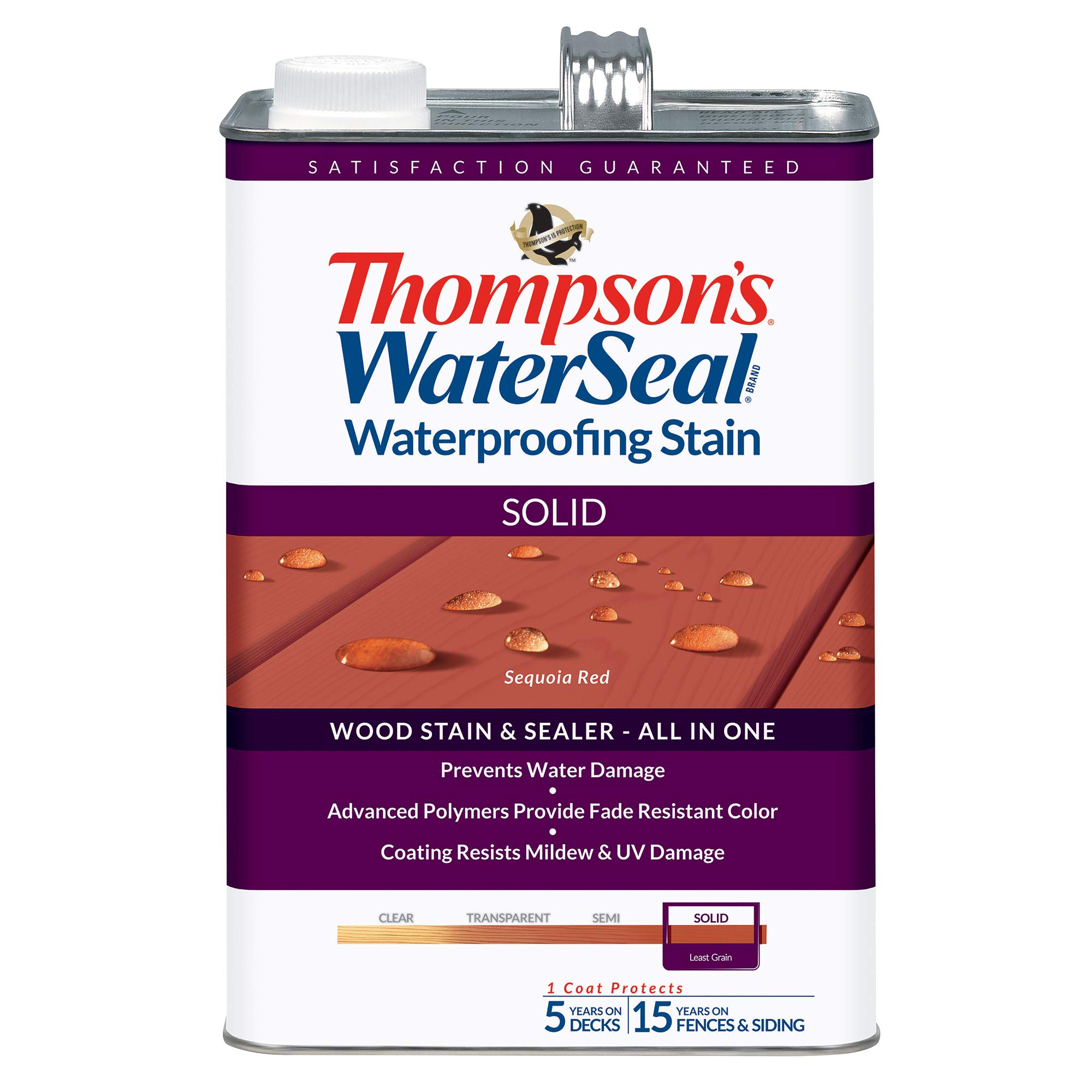 THOMPSONS WATERSEAL TH.043831-16 Solid Waterproofing Stain, Sequoia Red