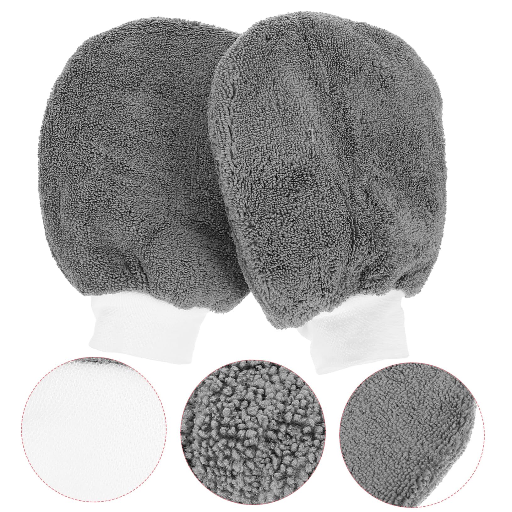 Amosfun 5 Series Guantes De Lavado De Microfibra Gruesos Y Redondeados para Limpieza De Automóviles Absorbente para Detalles Y Acabados 2 Piezas X 5