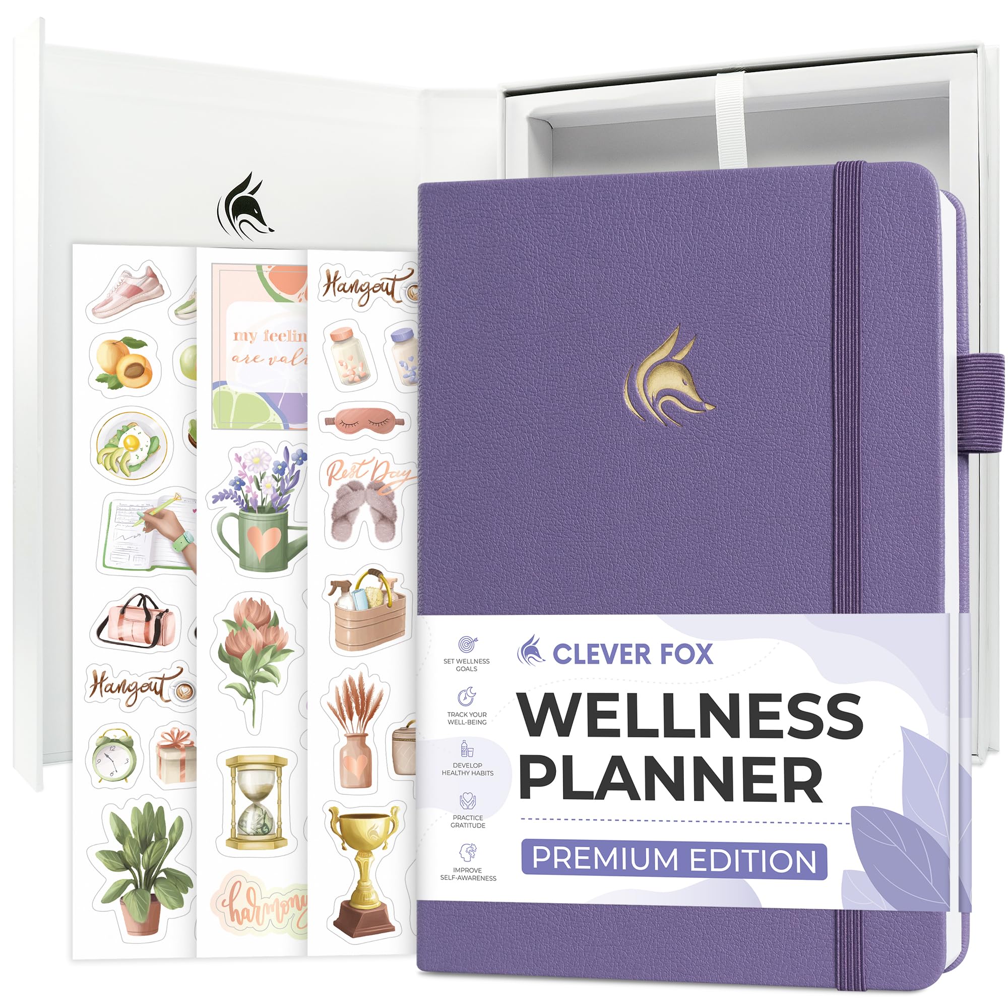 Clever Fox Wellness Planner Premium – Daily Lifestyle Journal to Support Health, Nutrition & Exercise – Healthy Living Journal with Meal, Exercise & Habit Trackers – Lasts 3 Months (Lavender)