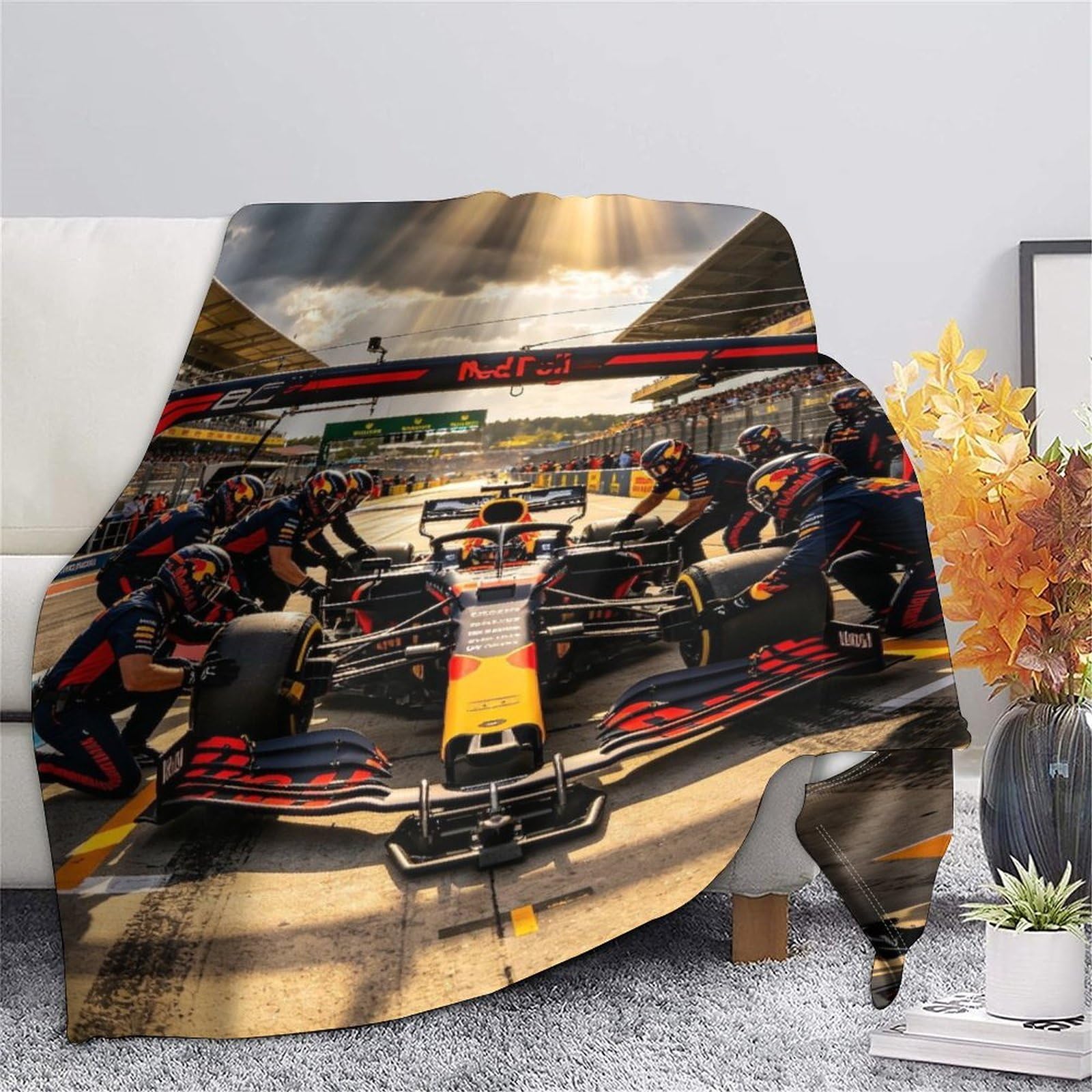 60x80 cali (150 x 200 cm) Pokrowiec Formulaa Racing 340 GSM, miękka, lekka i oddychająca kołdra na wszystkie pory roku Pit Stop Koc polarowy podróżny