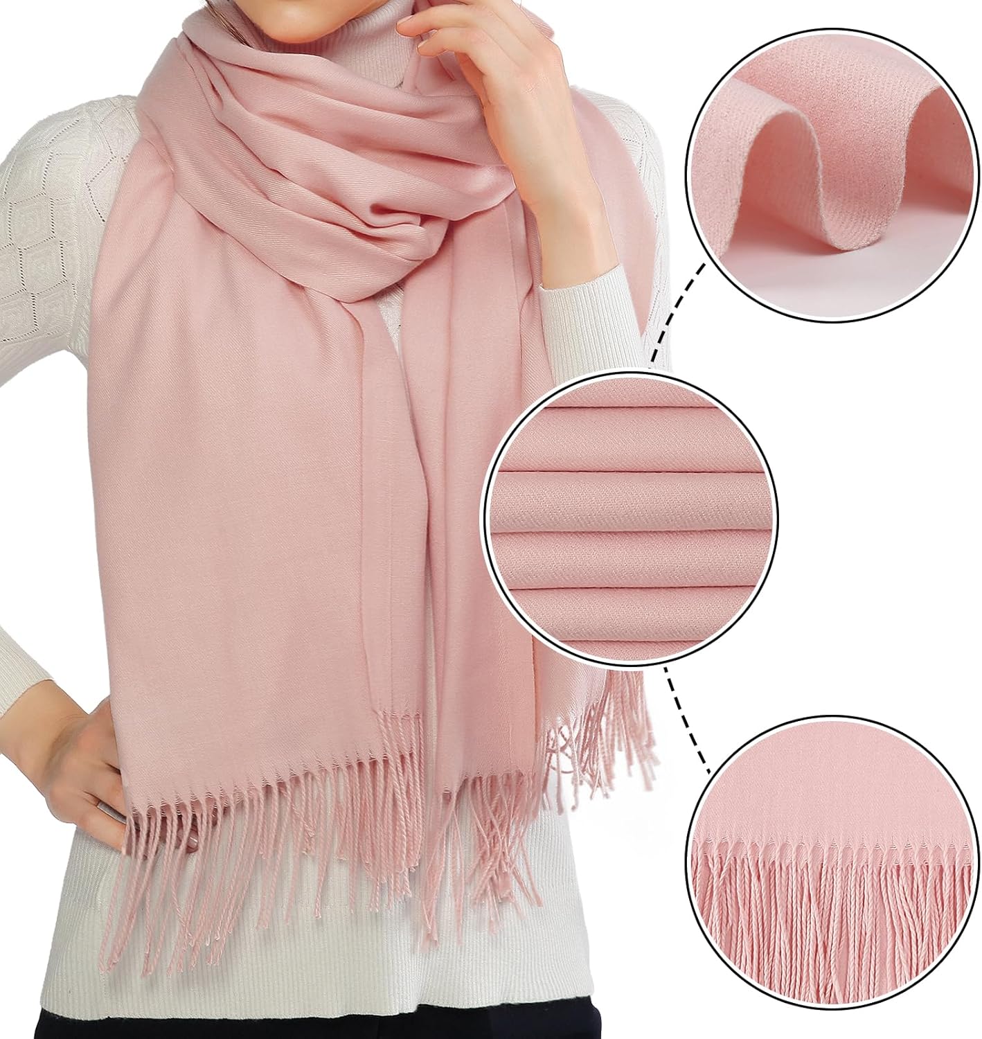 RIIQIICHY Women's Scarf Pashmina Shawls and Wraps for Evening Dress Bridesmaid Wedding Bridal Winter Warm Long Large Scarves - Image 4