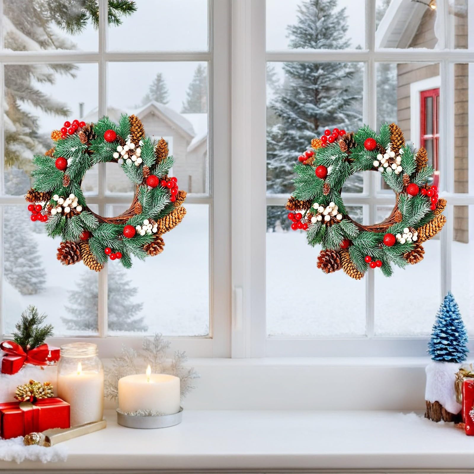 TOYANDONA 30 Pièces Autocollant de Noël pour Fenêtre en Couronne, Pvc