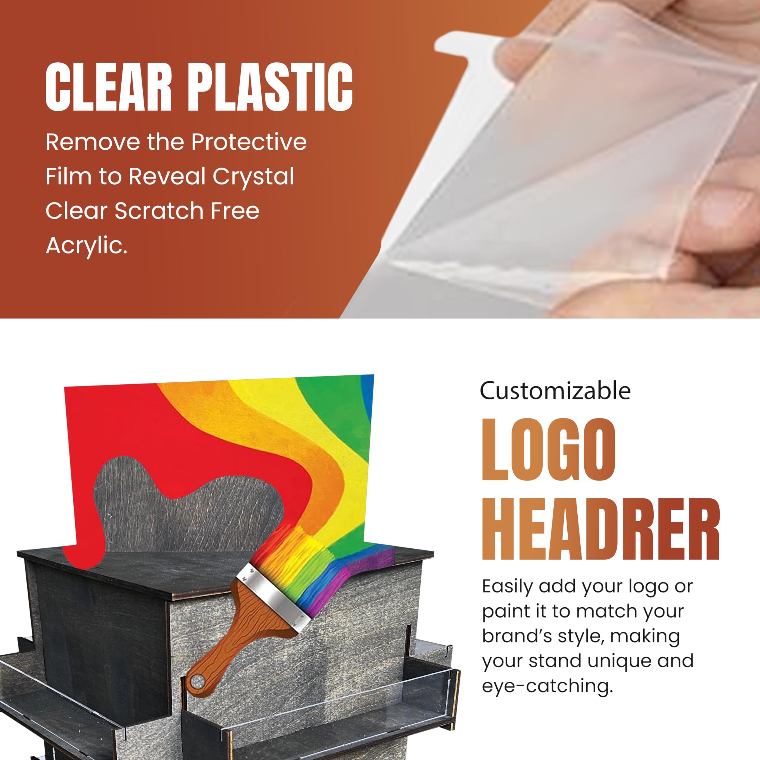 4-Sided Rotating Display Stand - Craft Shows, Trade Shows, Markets - Small & Medium-Sized Items Like Stickers, Postcards, Coasters, Note Pads, Napkins - Heavy-Duty, Easy to Assemble (Black)…