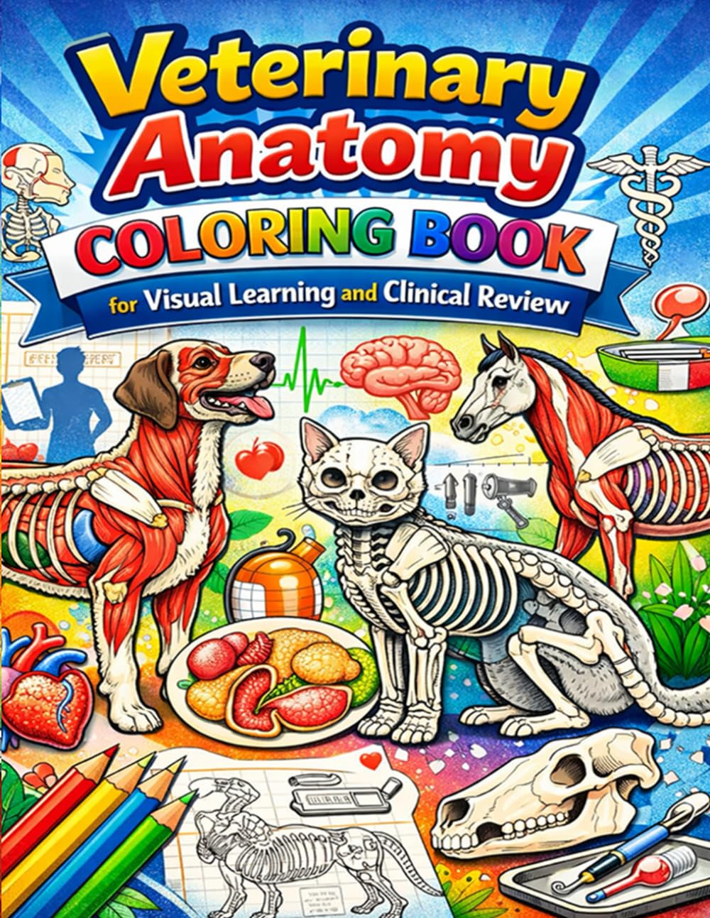 Veterinary Anatomy Coloring Book for Visual Learning and Clinical Review