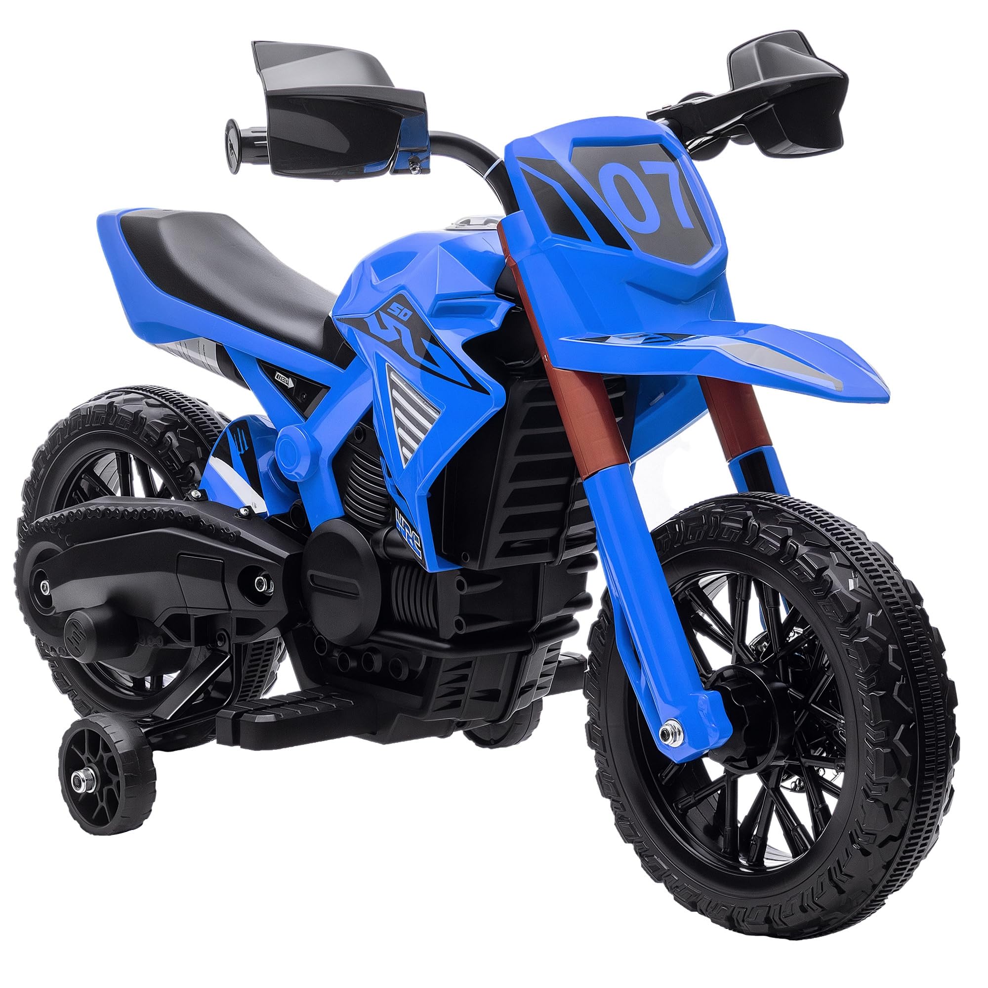 AIYAPLAY Moto Elettrica per Bambini 3-8 Anni con 12V Doppi Motori Blu