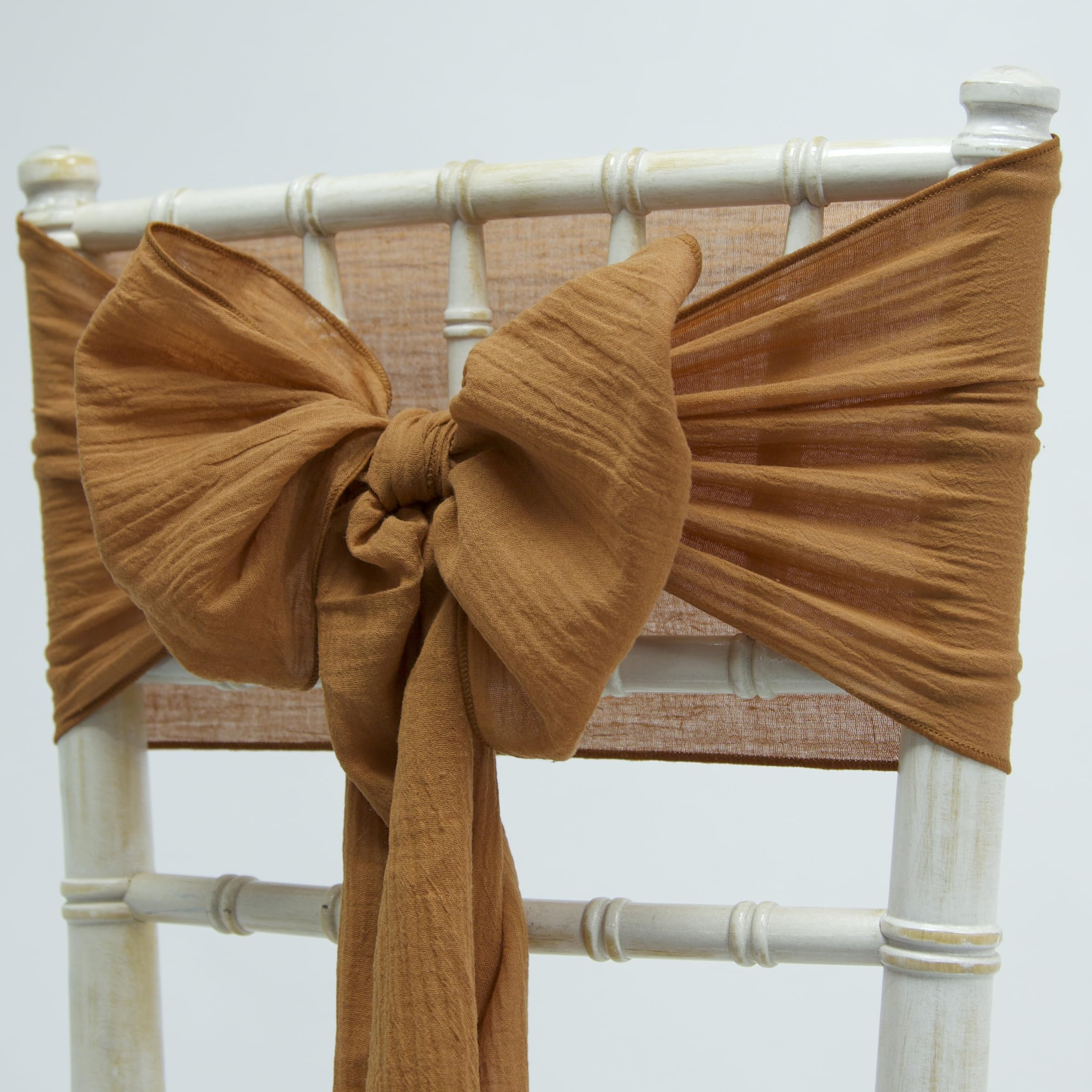 Decor Essentials Terracotta Cheesecloth Chair Sash For Rustic Wedding Chair Covers Chiavari Chairs (Terracotta)