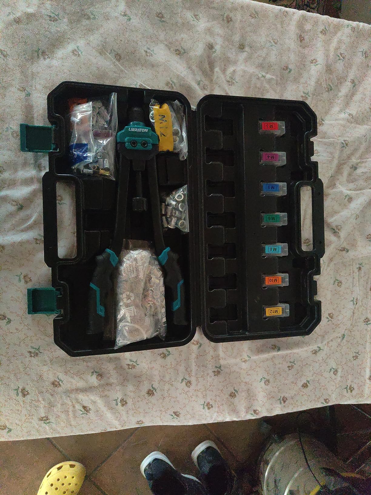 Kit di rivettatura Ulisem, rivettatrice professionale a strappo con 4 adattatori per ugelli, set