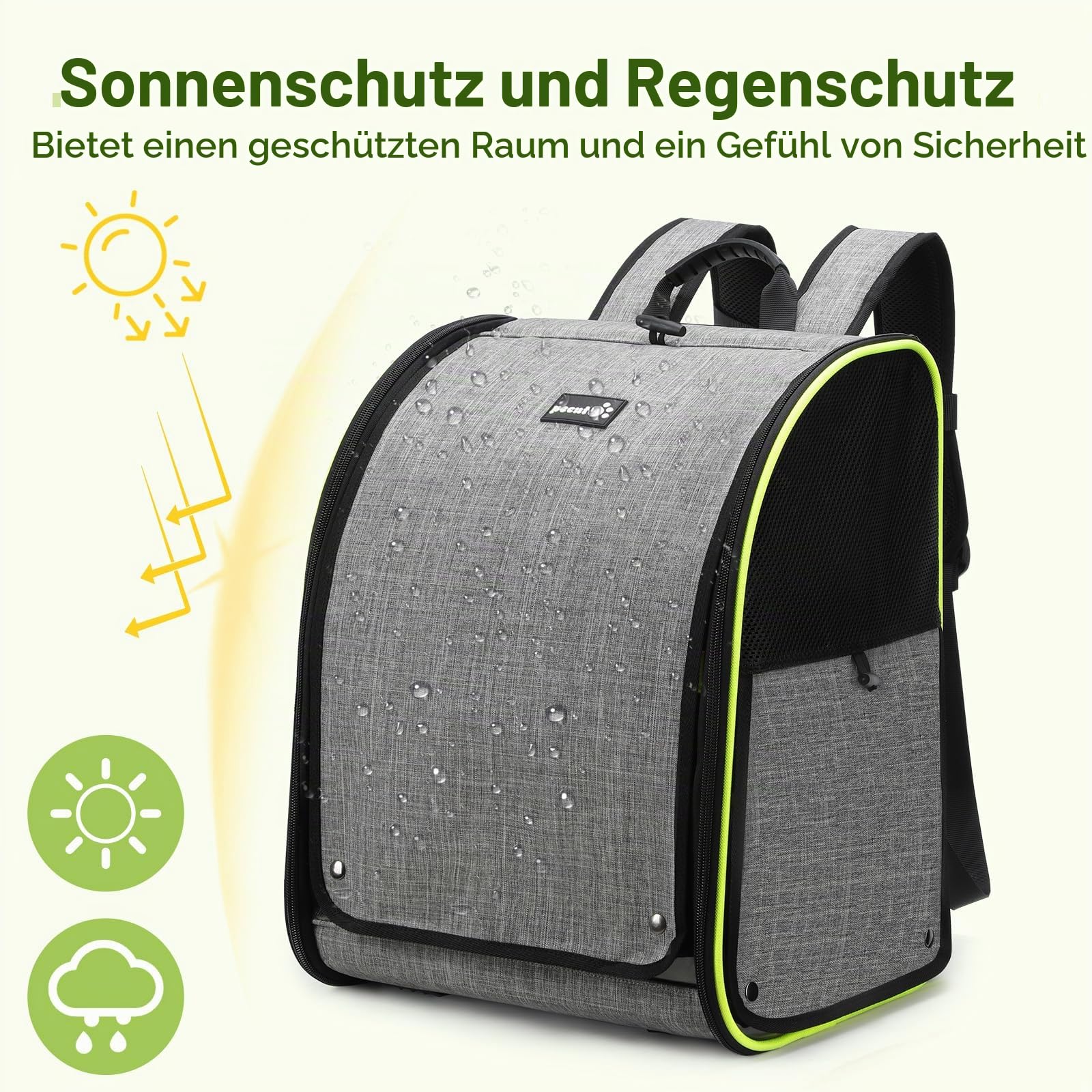 pecute Rucksack für Vögel mit Holzstab, Leichte Träger Vogel Transporttasche, wasserdichte Papageien Reiserucksack mit Edelstahl-Tablett und Stehstange, Transportbox Vogel, 34 x 28 x 43cm