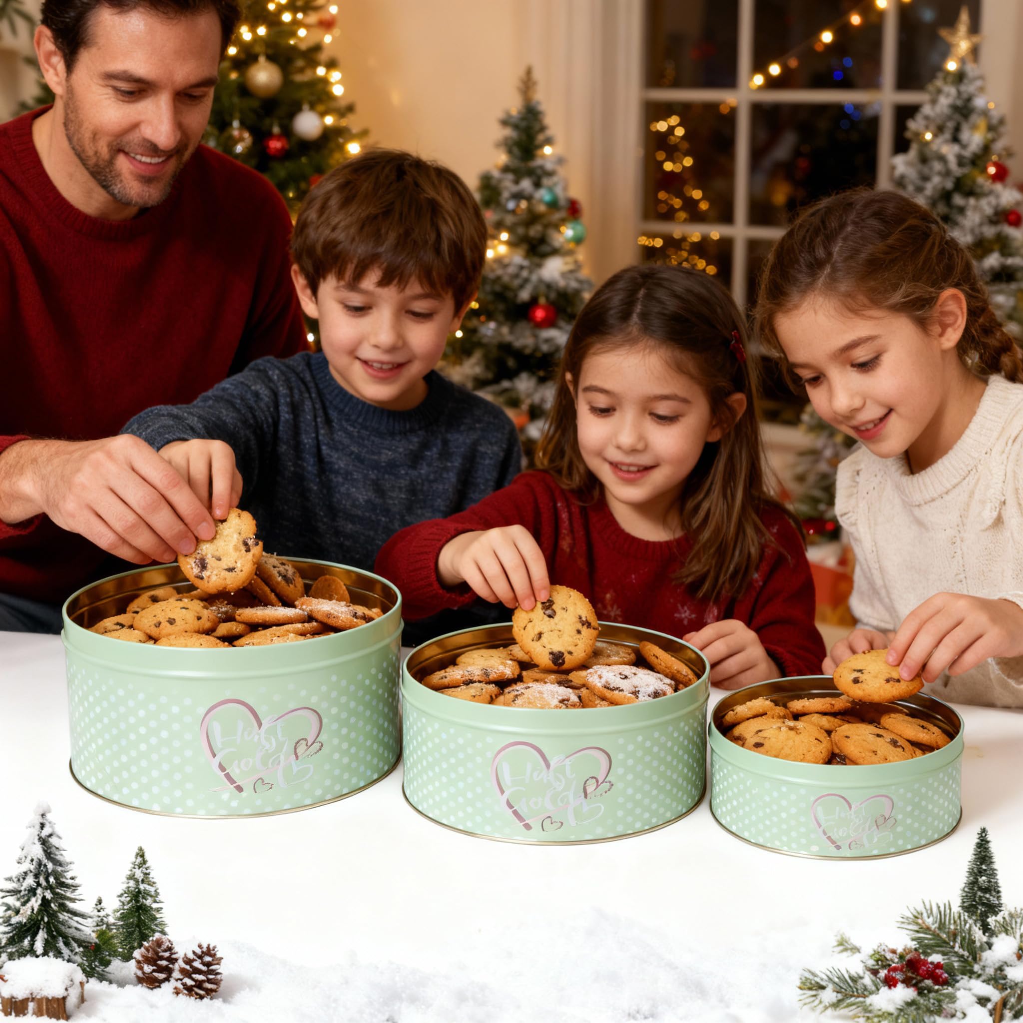 Brandsseller 3er Set Keksdose Hüftgold Weihnachtsdose Plätzchendose Gebäckdose Aufbewahrungsdose Metall