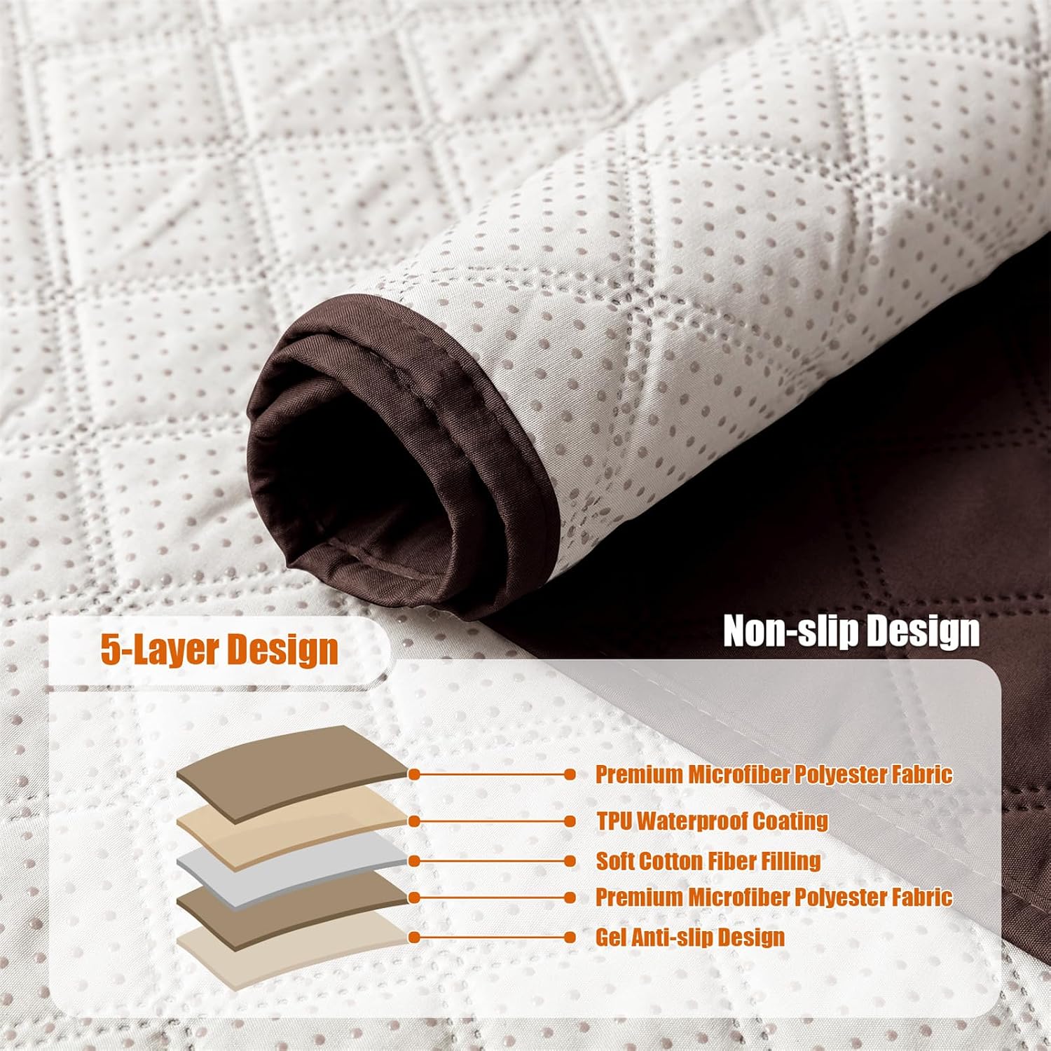 1/2/4 PCS Armrest Cover Organiser Anti-Slip Waterproof Armchair Bag with 6 Side Pocket for Recliner Chair Quilted Furniture Protector for Living Room Couch (Coffee,4PCS)