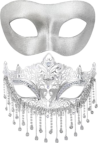 Lusy DM Couple Masquerade Masks Venetian Party Mask Mardi Gras Mask Halloween Costume Mask for Couples Women Men