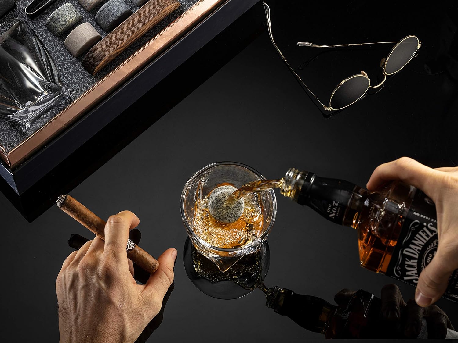 Flаѕh Dеаlѕ - 60% оƒƒ Whiskey Stones Gift Set for Men | Whiskey Glass and Stones Set with a Classy Gift Box, 6 Granite Round Whiskey Stones and 10oz Whiskey Glasses | Whiskey Lovers Gifts For Men, Dad, Husband, Boyfriend