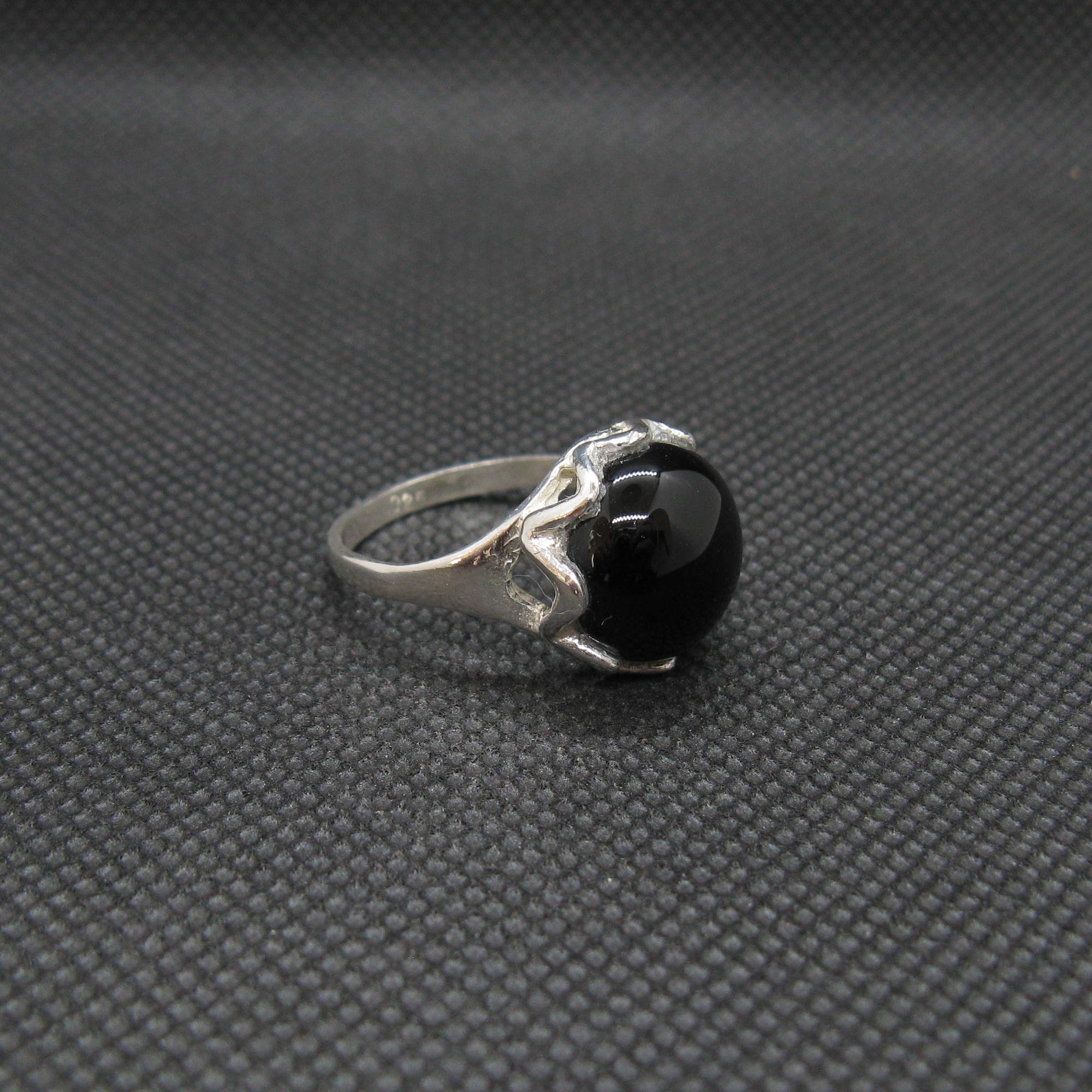 Anillo de Plata Esterlina Hecho a Mano Con Ónix Negro Genuino Sólido Estampado 925