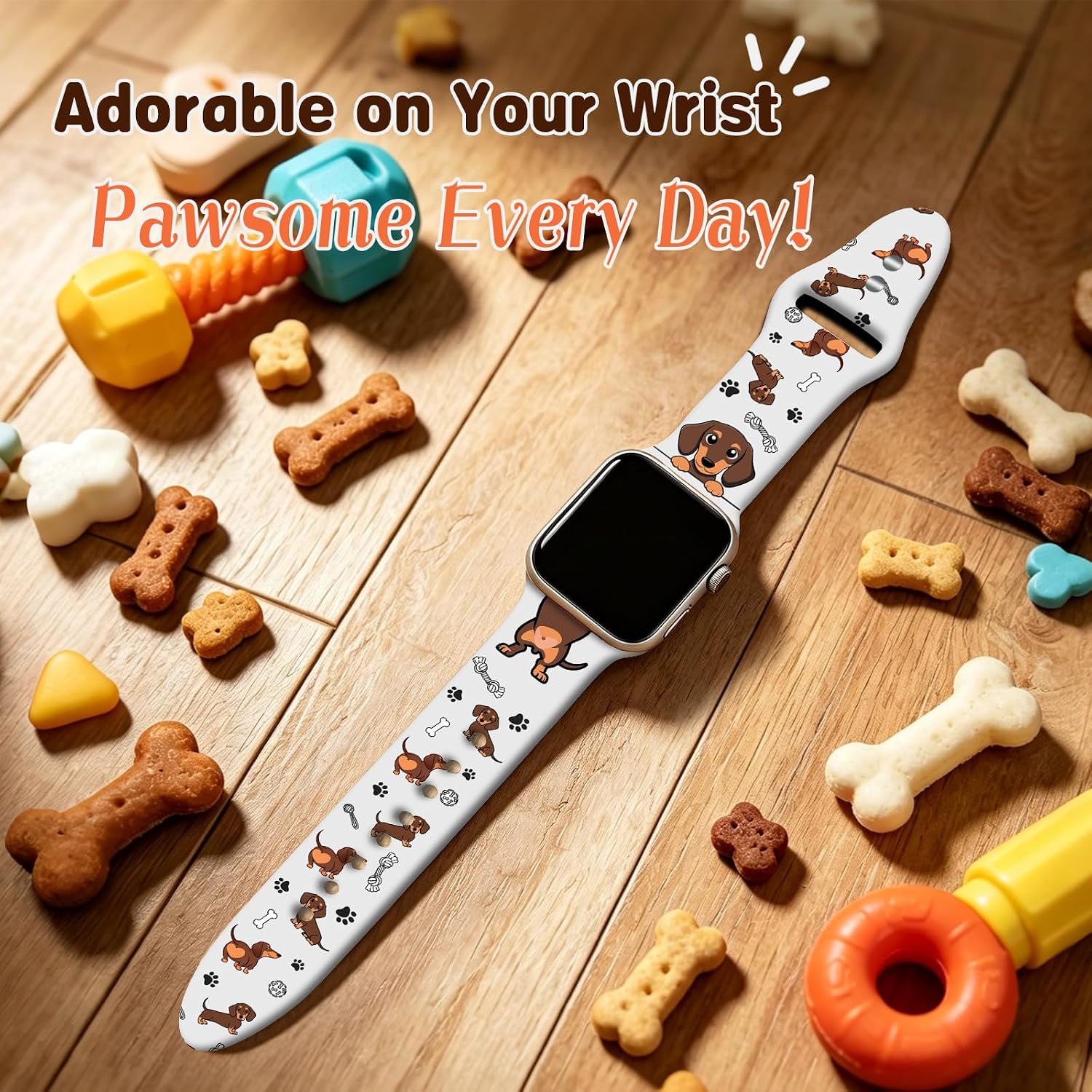 Dog Silicone Bands Compatible with Apple Watch 38mm 40mm 41mm 42mm 44mm 45mm 46mm 49mm Women Men, Soft Waterproof Replacement Sport Straps Wristbands for iWatch Series 11 10 9 8 7 6 5 4 SE/Ultra 3 2 1