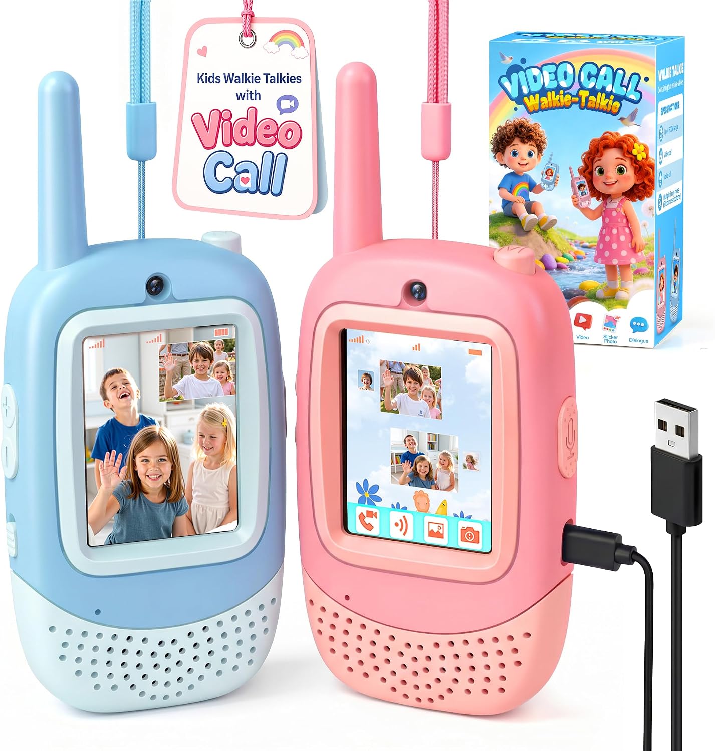 Flooyes Video Walkie Talkies for Kids,Kids Walkie Talkies with Video Call