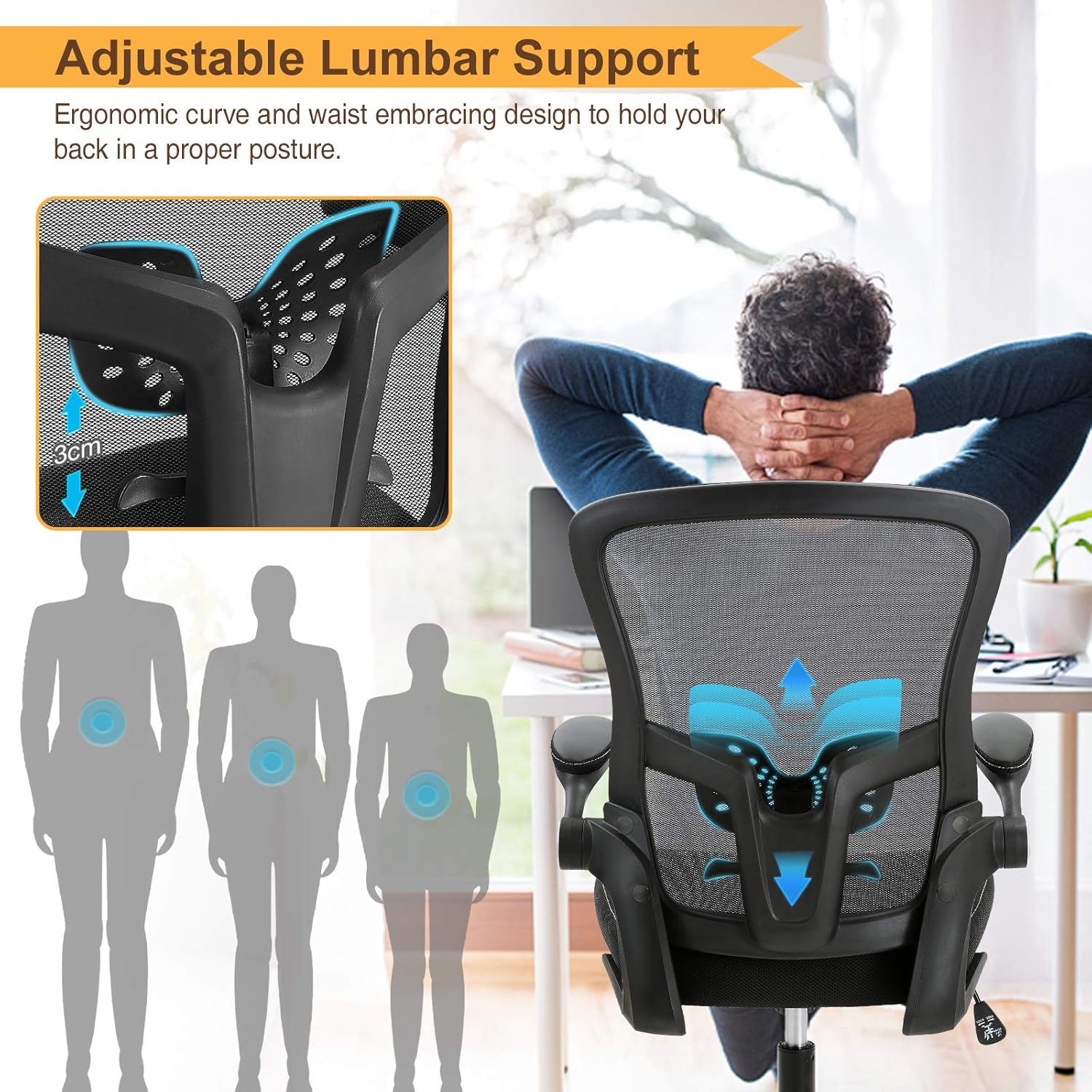 SAMOFU Home Office Chair, [Newer Model] Desk Chair with 5 Years Warranty and Adjustable Lumbar Support, High Back Computer Chair with Soft Cushion, Ergonomic Design Swivel Task Chair for Pain Back : Home & Kitchen