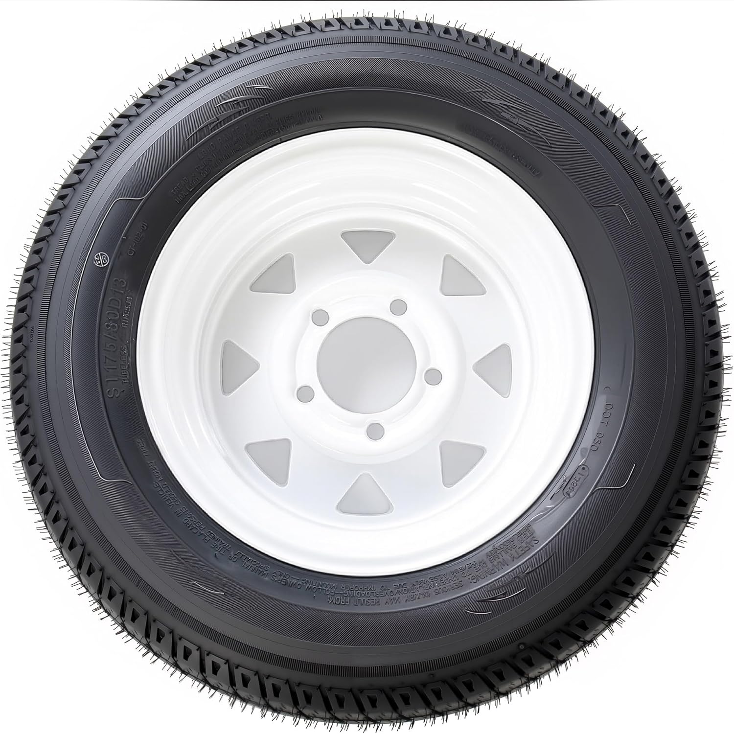 Set of 2 ST175/80D13 Trailer Tires and Wheel Assembly, 6-Ply Heavy Duty, 13" Rim, 5 Lug on 4.5" PCD, 1360 lbs Capacity for Boat, Utility, Lawn Trailer