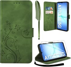 AROYI Leather Case Compatible with Samsung Galaxy A26 5G Case and Screen Protector, Flip Wallet Mobile Phone Case PU Leather Case Card Slots Protective Case Compatible with Samsung Galaxy A26 5G Army | Armeegrün Flip Wallet Handyhülle PU Leder Magnet Stän