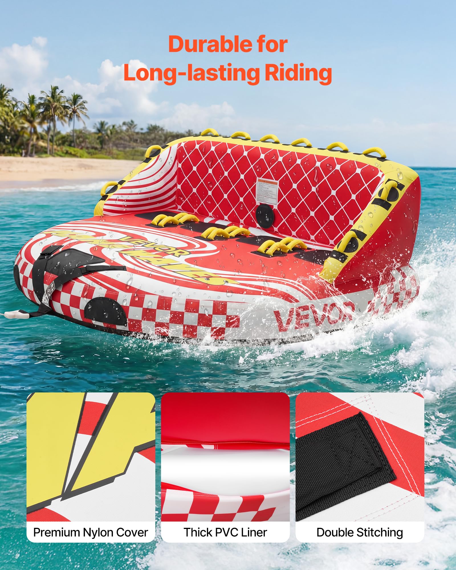 VEVOR Flotador de Arrastre Inflable 4 Personas 219x206 cm 308 kg para Deportes Acuáticos