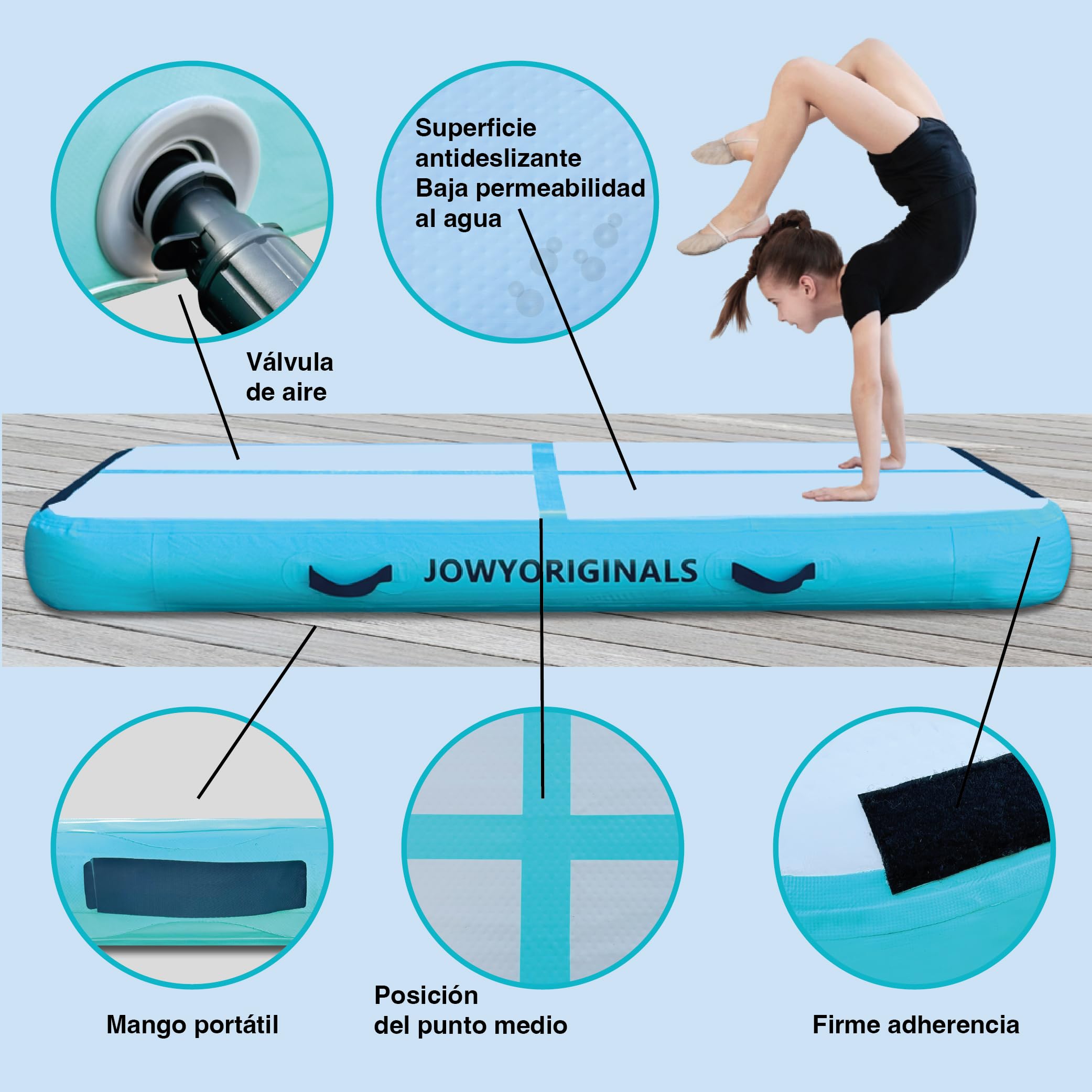 Colchoneta Airtrack Inflable con Bomba para Gimnasia, Yoga y Entrenamiento, Impermeable, Portátil