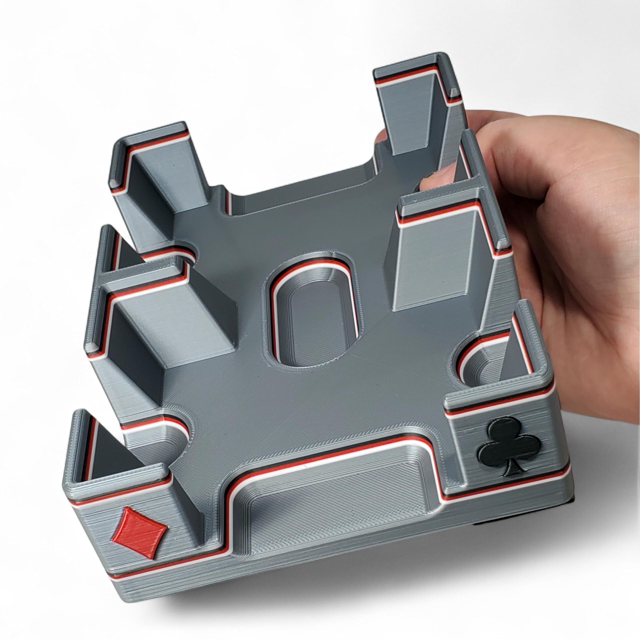 Ritzy Design Playing Card Tray: Suited Design Includes Hearts, Diamonds, Spades and Clubs - Non-Swivel or Stationary Caddy, Made in USA (Vintage