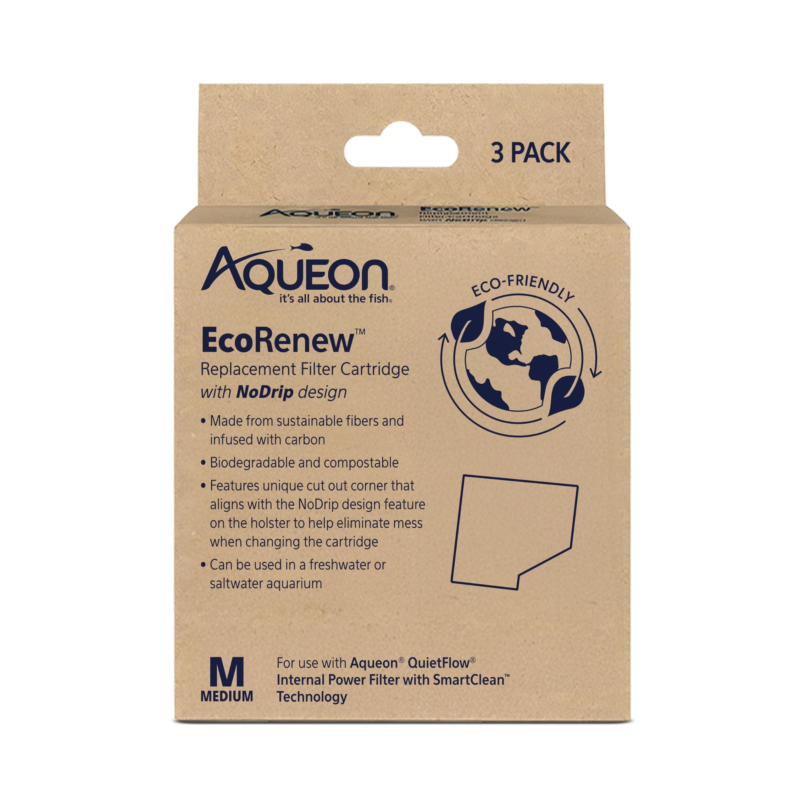 Aqueon Aquarium Fish Tank EcoRenew Filter Cartridge, Medium 3 Pack