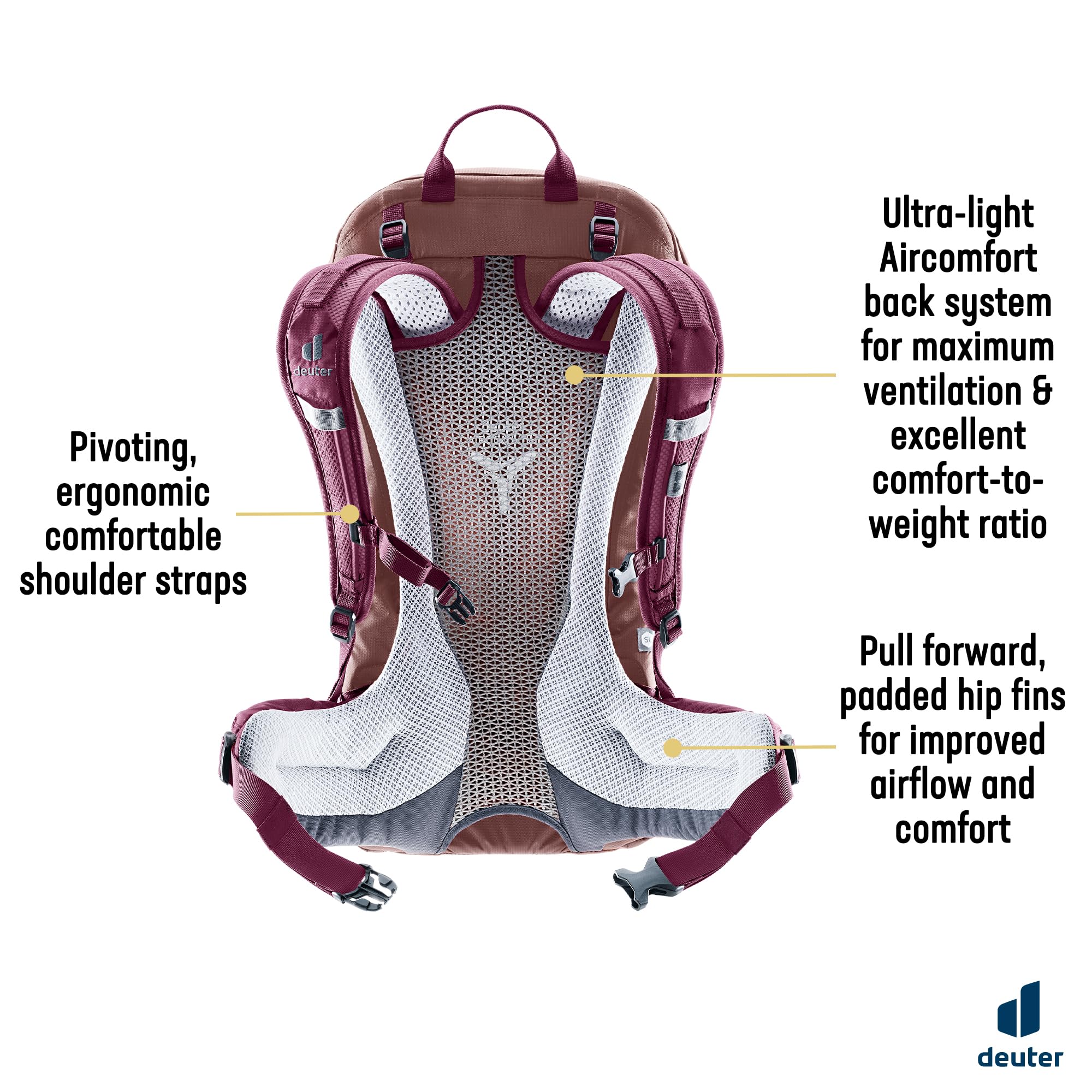 Deuter Futura 25 Sl Damski plecak turystyczny (1 sztuka), Ashrose-cassis, 25 L, Minimalistyczny