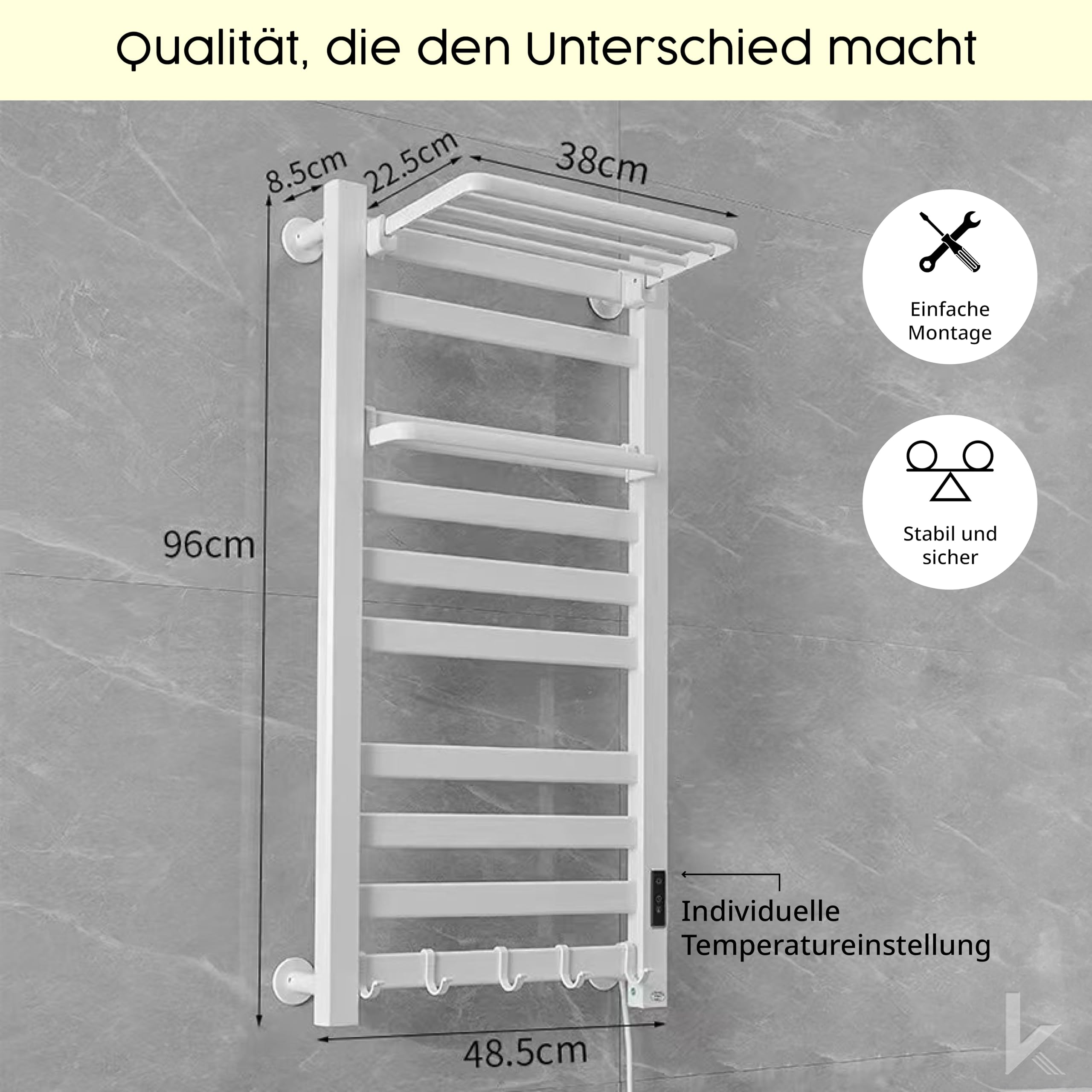 Könighaus Badheizkörper 180 W - Handtuchwärmer - Weiß