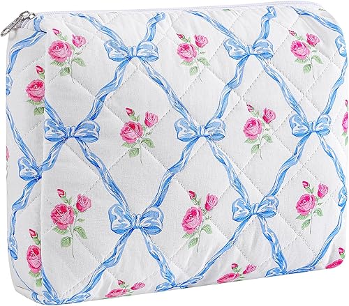 Miniatura 41 de Bolsa de maquillaje de viaje para mujeres y niñas, bolsa de maquillaje con cremallera, flores florales, organizador de maquillaje, bolsa de tela de
