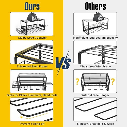 Miniatura 4 de Organizador de herramientas eléctricas para montaje en pared, soporte de taladro de metal resistente, estante de almacenamiento de herramientas de