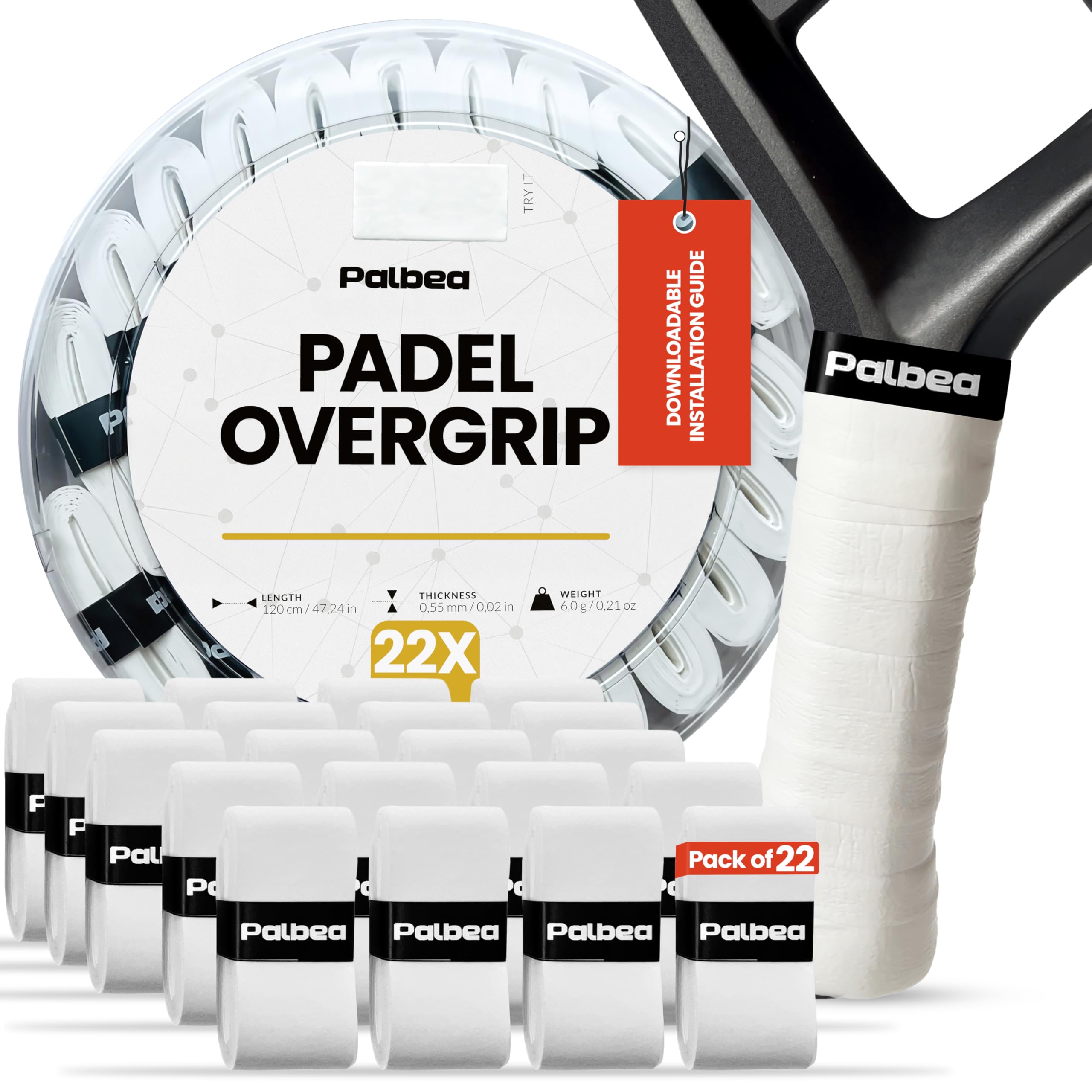 Padel Racket Grip Tape - Packs of 3/6/12/22/60. Padel Tennis Racket Grip Tape - Padel Tennis Grips Overgrip for Sweat Absorption & Non-Slip. Also Suitable as Tennis Racquet Grip Wrap Tape.