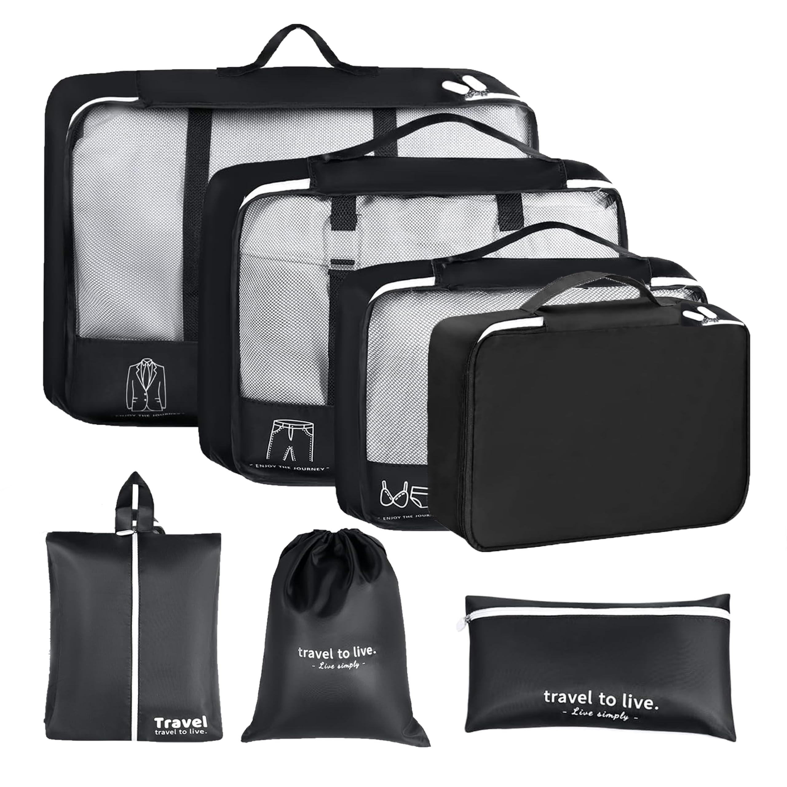 METE OTZI Travel Organizer, Packing Cubes for Travel, Toiletry Bag, Travel Essentials, Travel Pouch, Packing Bags for Clothes (Black)-picture-19