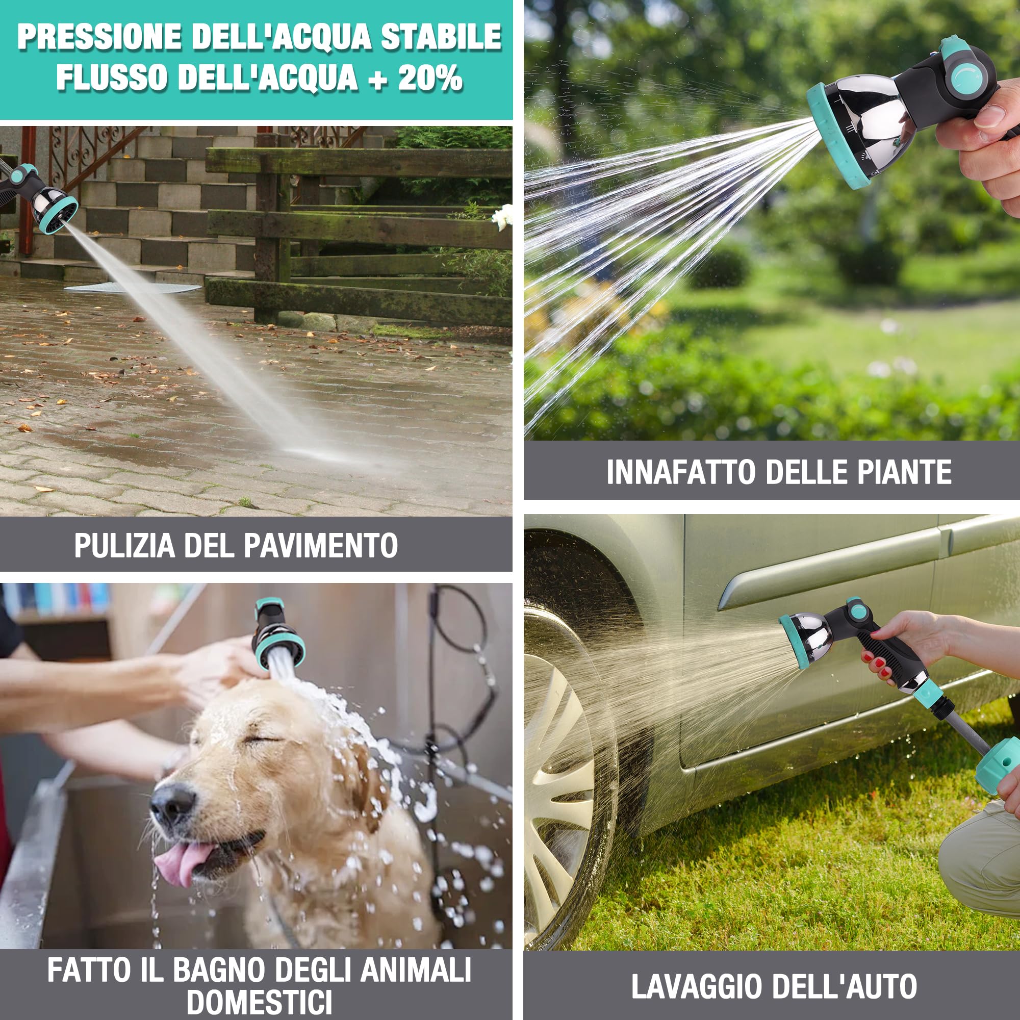 HAUSHOF Avvolgitubo da Giardino 30+2m con Supporto da Parete Girevole a 180° e 10 Modalità di Spruzzo, Box per Tubo da Giardino con Avvolgimento Automatico per Giardino e Lavaggio Auto