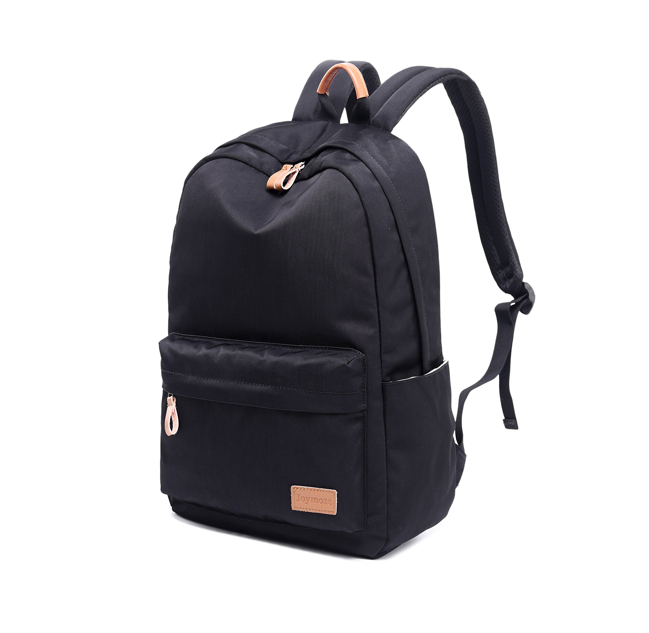 Joymoze Sac à Dos d'école Classique de Couleur Pur imperméable pour Adolescents, Sac à Dos Retro décontracté Noire