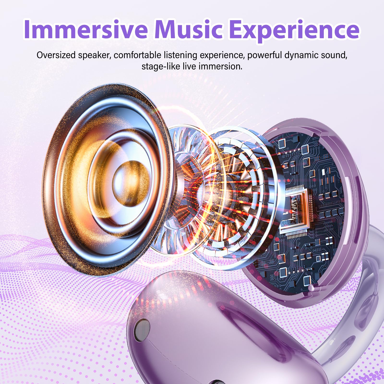 Clip-On Bluetooth Earbuds,Open-Ear Sports Headphones,Wireless bone conduction earphones,Innovative Earhook Design for Fitness,80 hours standby time, Secure Fit, Water and Dust Resistant (Purple) - 5