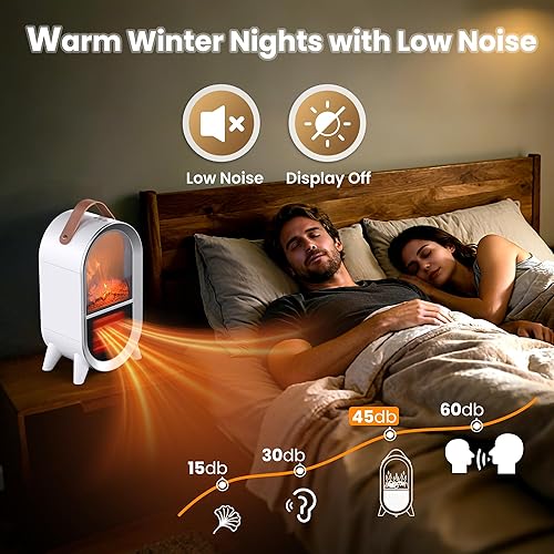 Miniatura 4 de Calentador eléctrico portátil de chimenea, 1500 W750 W, mini calentador de espacio para uso en interiores con llama 3D, termostato, asa de