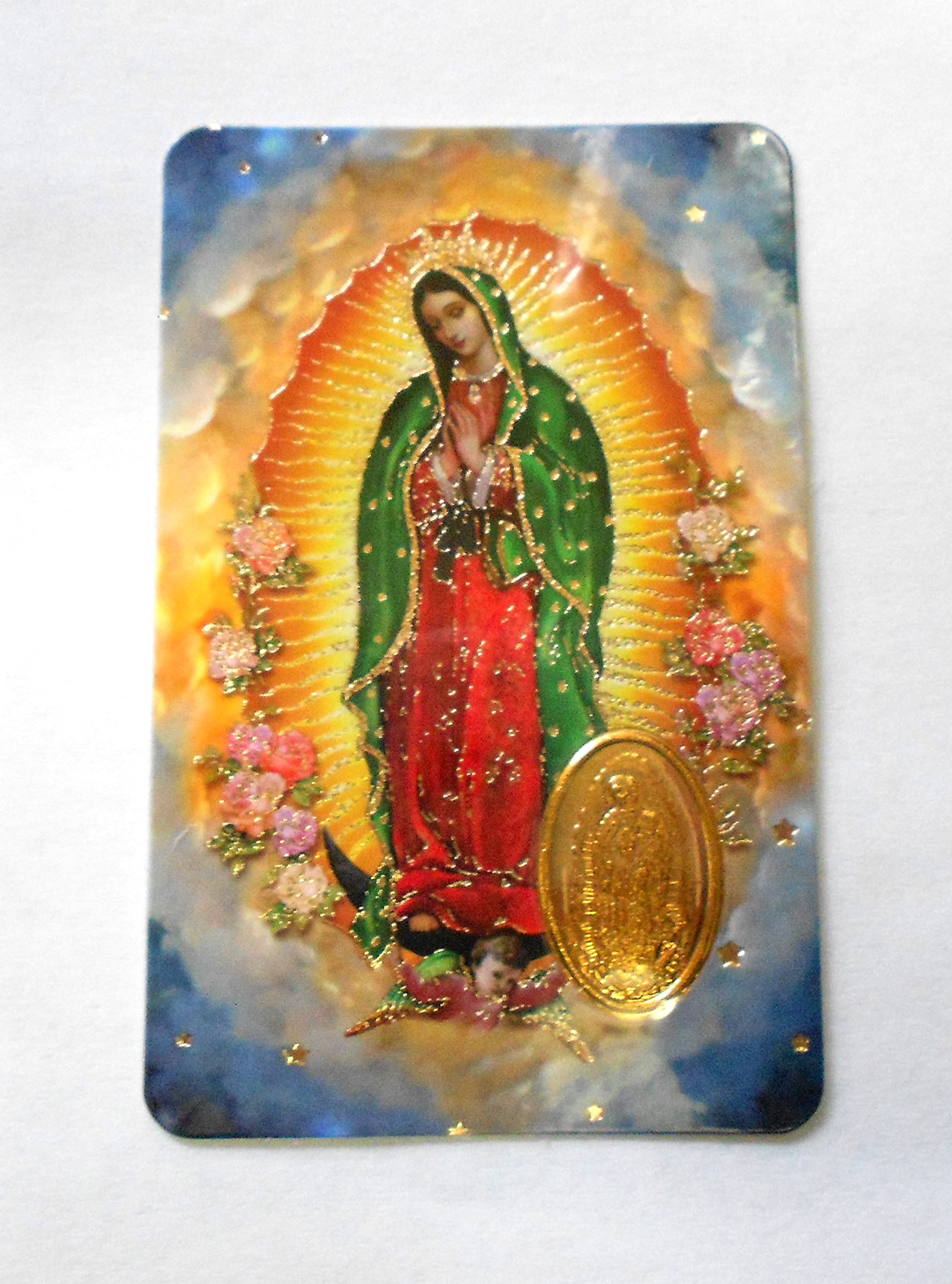 Virgen de Guadalupe Tarjetas Laminadas con 25 Tarjetas de Oración.