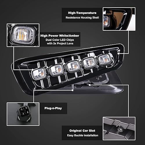 Miniatura 3 de Fannuo Luces antiniebla LED con intermitentes ámbar, luces blancas diurnas para correr, kits de montaje compatibles con Ford F150 Raptor 2017 2018