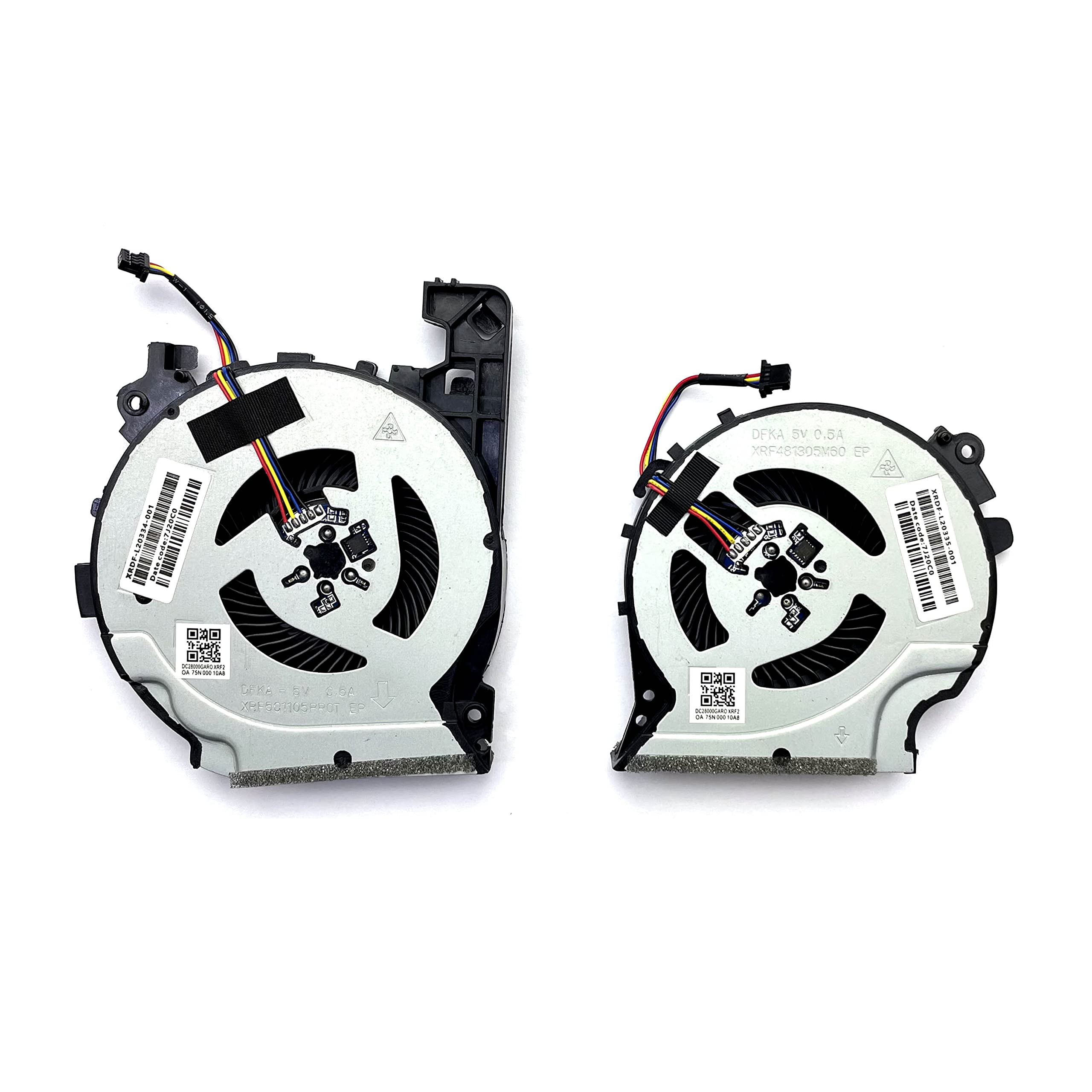 BestParts CPU Fan - 2x 5V 0.5A 4-Pin Laptop Cooling Fans - Compatible with HP Pavilion 15-CX (15T-CX), P/N: L20334-001 / L20335-001
