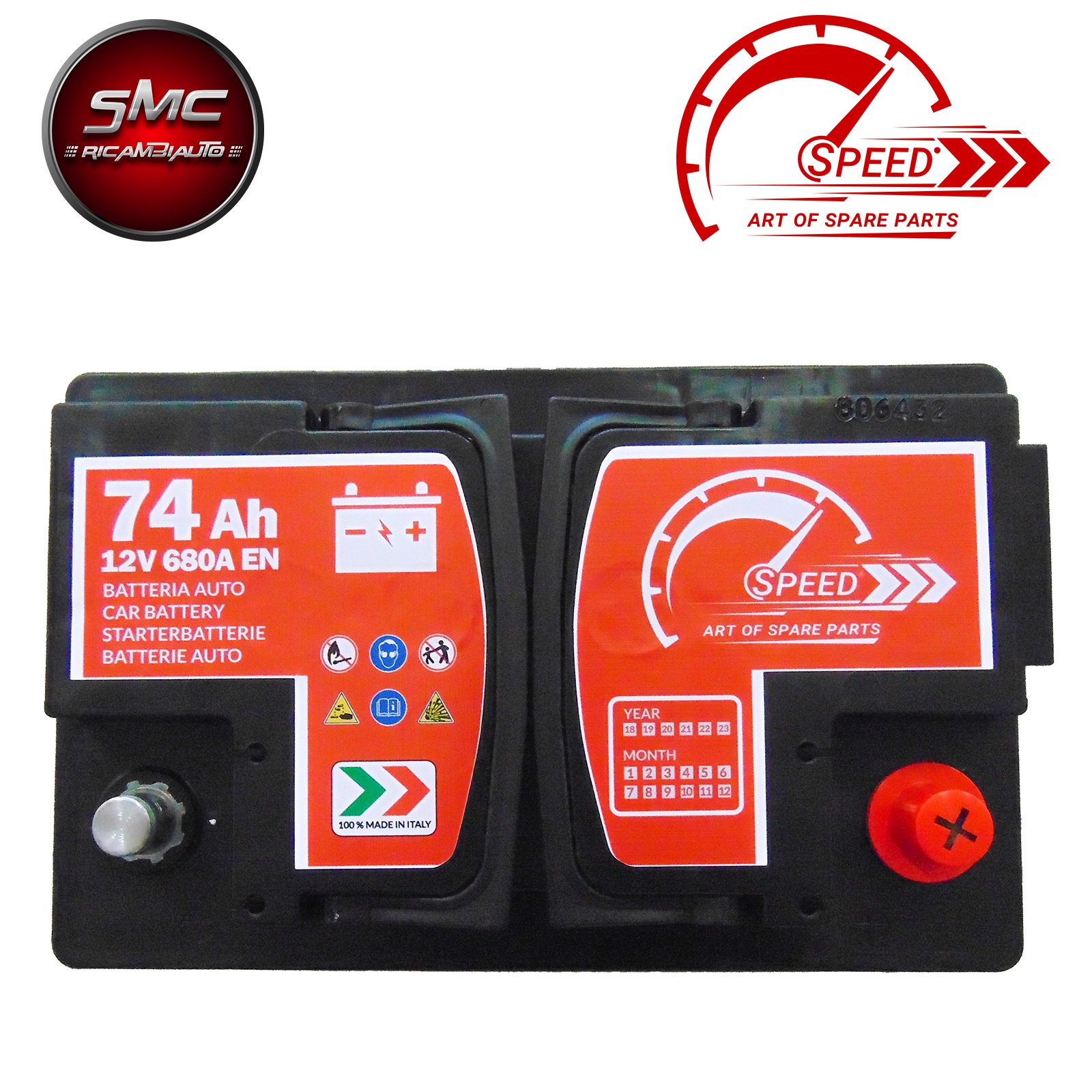 Batería Coche Speed by SMC 12 V 74 Ah 680 A con Polo Positivo a derecha L374 Código | L374 Código