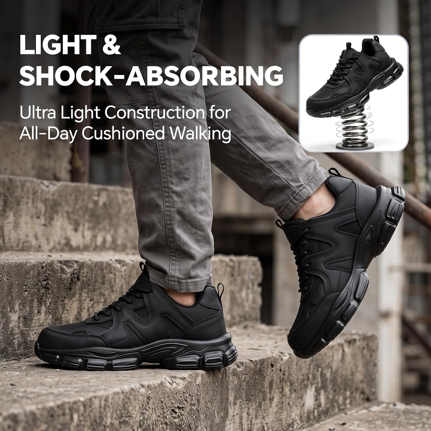 Steel Toe Shoes for Women Men Cushioned Safety Shoes Breathable Work Shoes